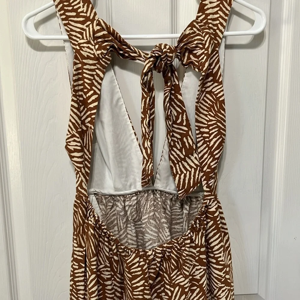 House of Harlow Leaf Print Tie Back Sundress  Mini Size Small - Picture 5 of 9